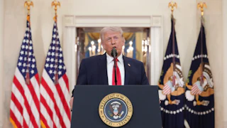 President Donald Trump speaking in the White House