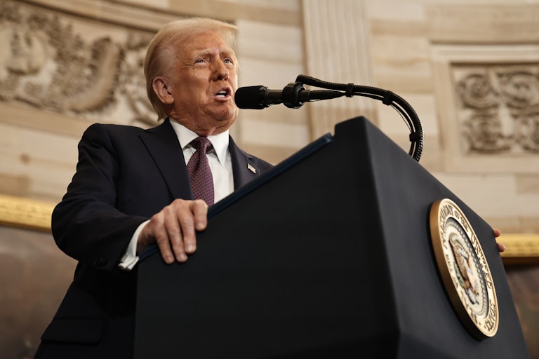 Donald Trump at the presidential podium