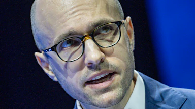 Chairman and publisher of The New York Times Company Arthur Gregg Sulzberger gives a speech on AI, Journalism and the certain future of the public square on the opening day of the 77th World News Media Congress in Marseille.