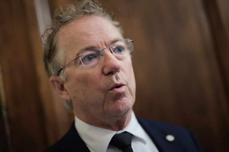 Senator Rand Paul speaks to reporters in the Capitol