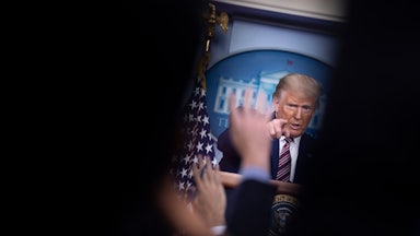 Trump speaks to reporters at the White House