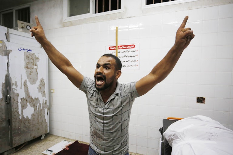 A relative of a Palestinian killed in Israeli airstrikes