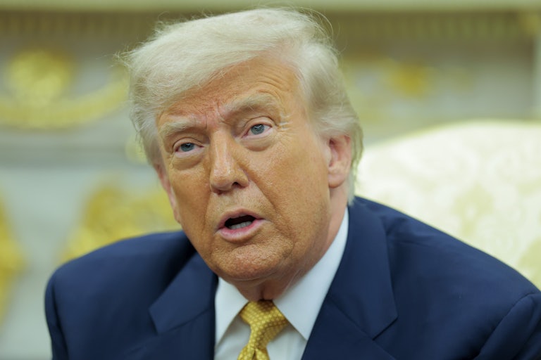 Donald Trump speaks in the White House