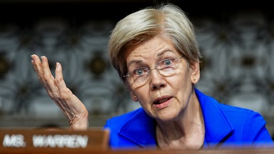 Elizabeth Warren speaks during a Senate Armed Services Committee confirmation hearing in Washington, D.C.