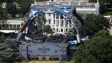 An aerial view of the UFC octagon at the White House