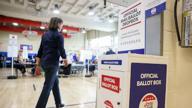 Someone with a mail-in ballot box