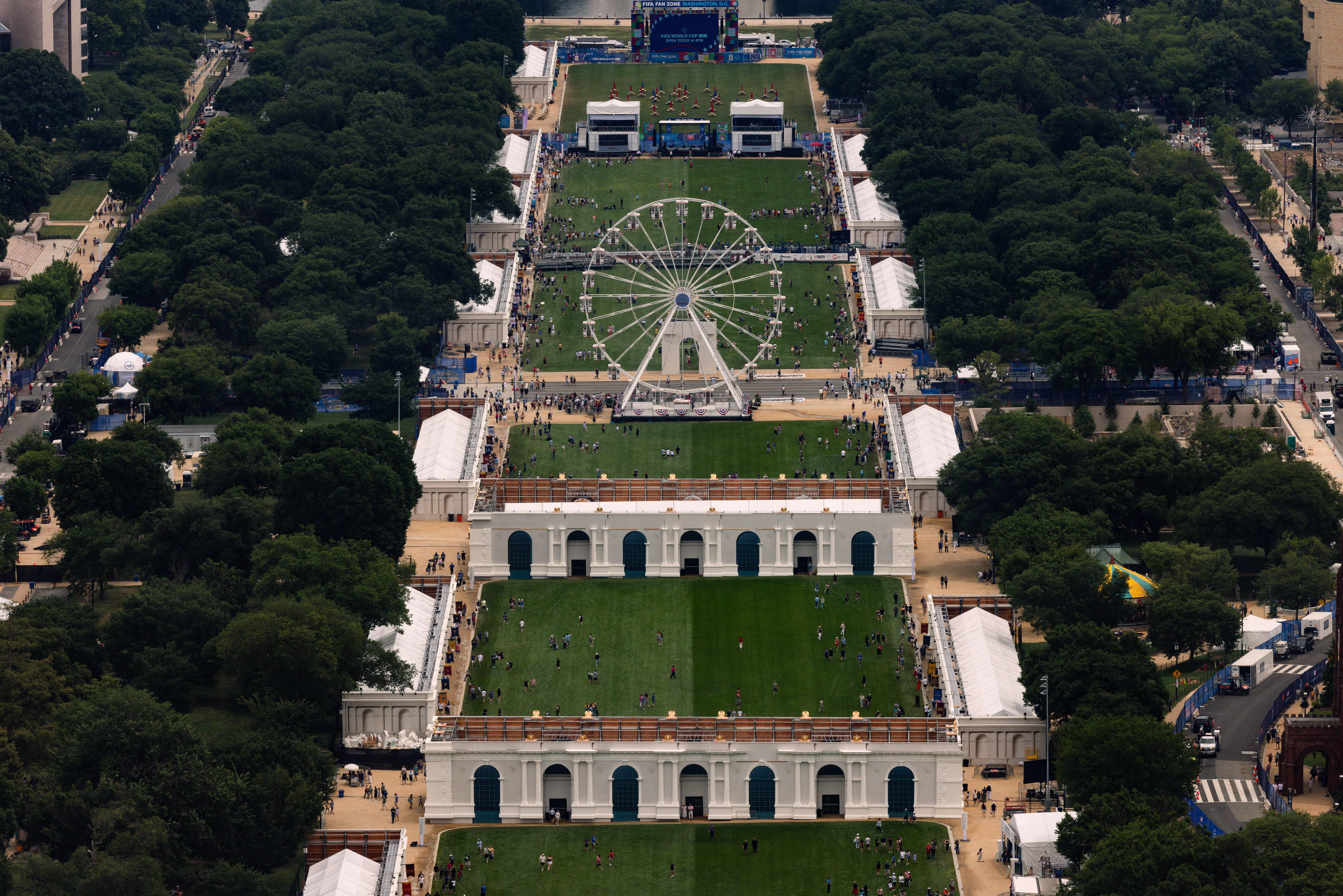An aerial view of the crowd at the Great American State Fair