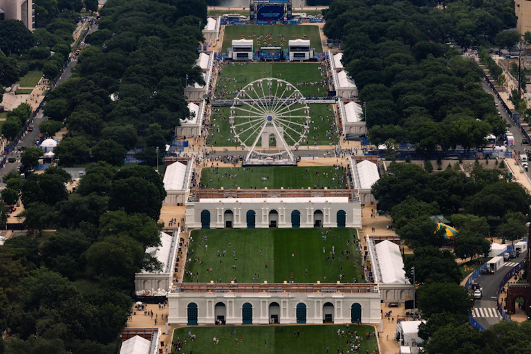 An aerial view of the crowd at the Great American State Fair
