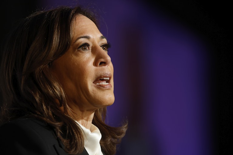 Former Vice President Kamala Harris speaks during an interview.
