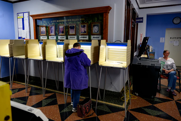A voter at the polls