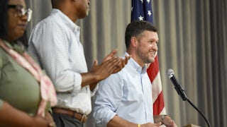 Democrat Pat Ryan speaks during a rally in Kingston, New York.