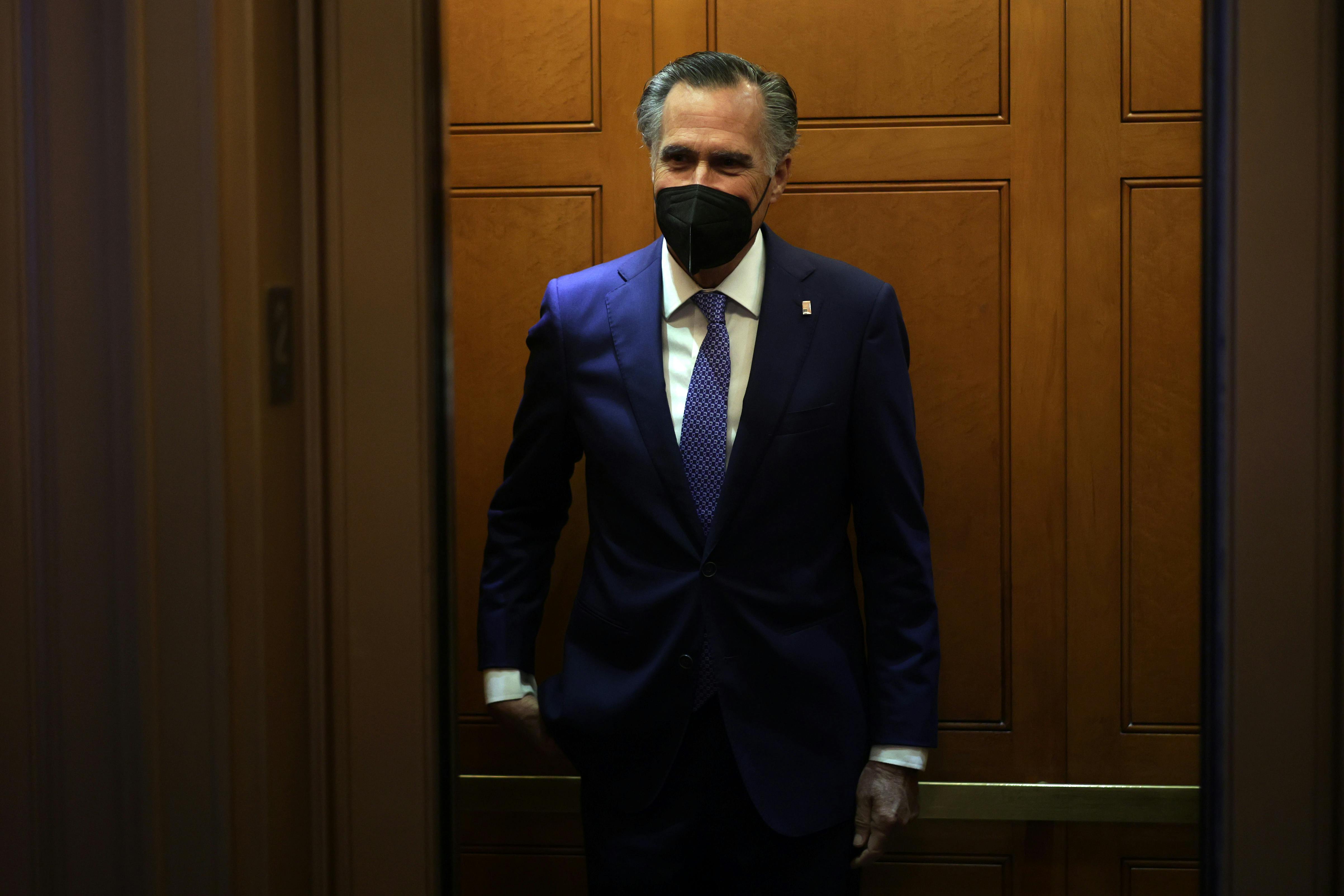 Mitt Romney after a vote on the Senate floor