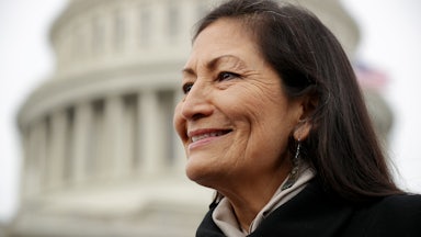 New Mexico congresswoman Deb Haaland smiles in front of the Capitol building