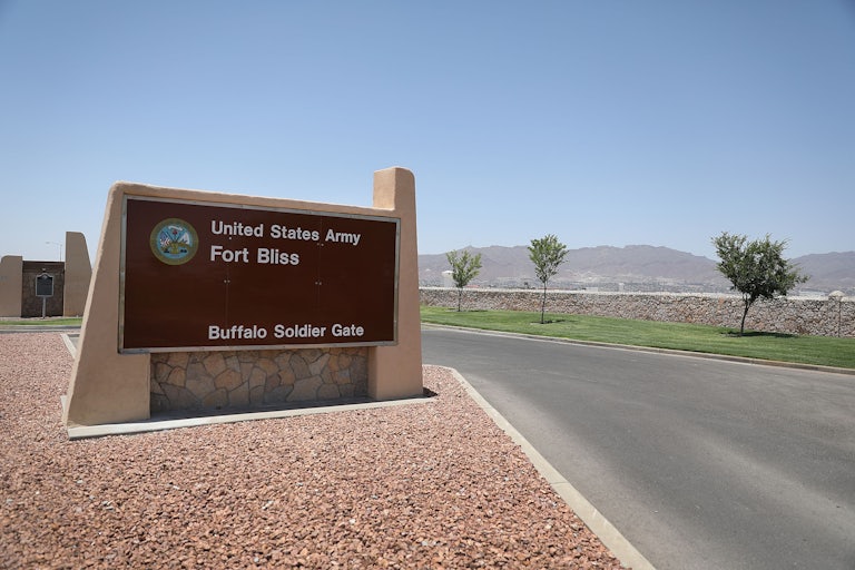 The entrance sign at Fort Bliss
