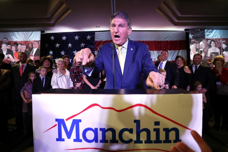 Joe Manchin at his election day victory party in 2018