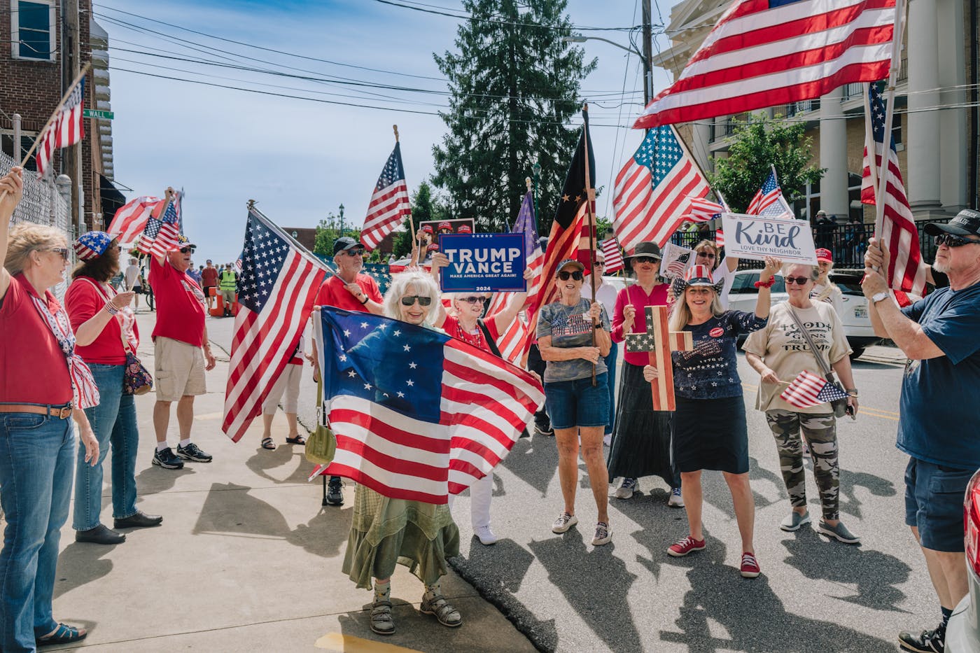 A group of pro-Trump counterprotesters in Hendersonville 