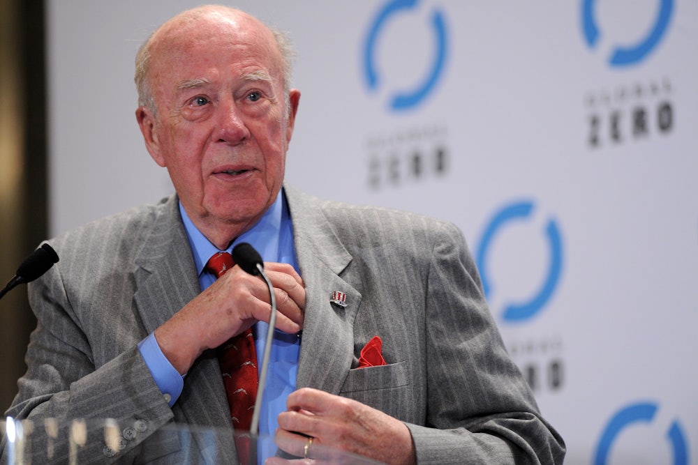 Former Secretary of State George Schultz speaks at an event.