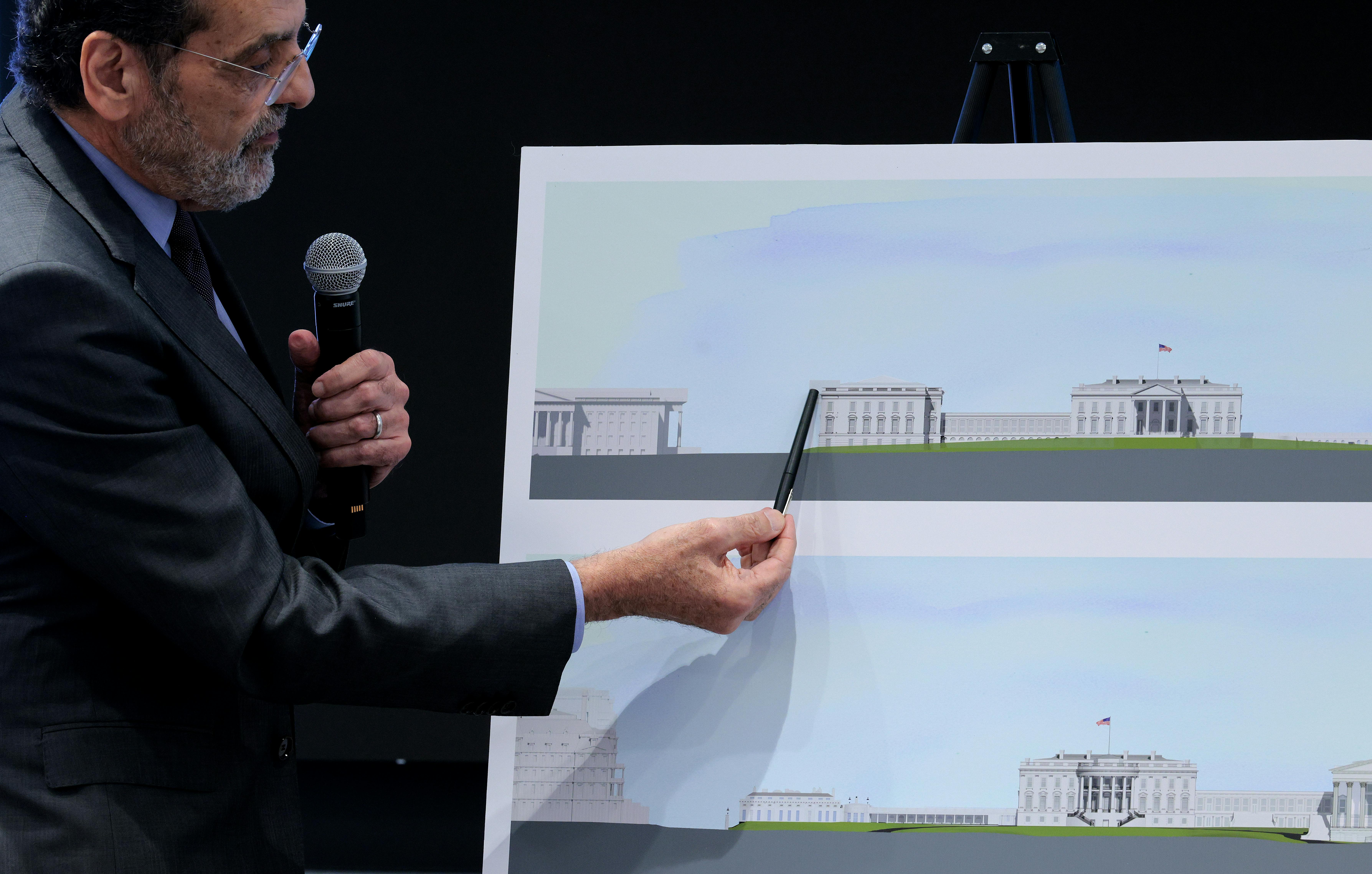 Architect Shalom Baranes shows his plans for Donald Trump’s White House renovation