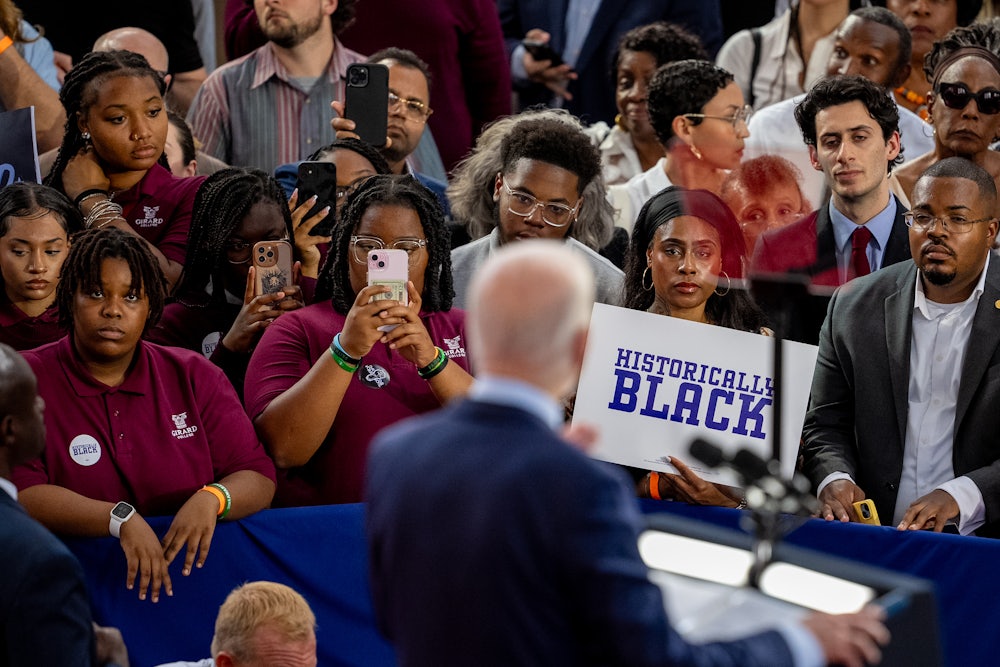 President Joe Biden speaks to a group of predominately Black voters.