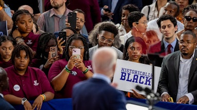 President Joe Biden speaks to a group of predominately Black voters.