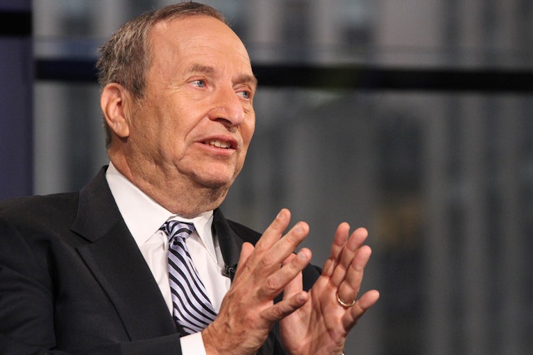 Former Treasury Secretary Larry Summers gesticulated while talking to Fox News.