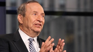 Former Treasury Secretary Larry Summers gesticulated while talking to Fox News.