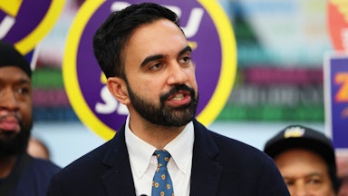 Zohran Mamdani speaks during a press conference at the Hotel & Gaming Trades Council building.