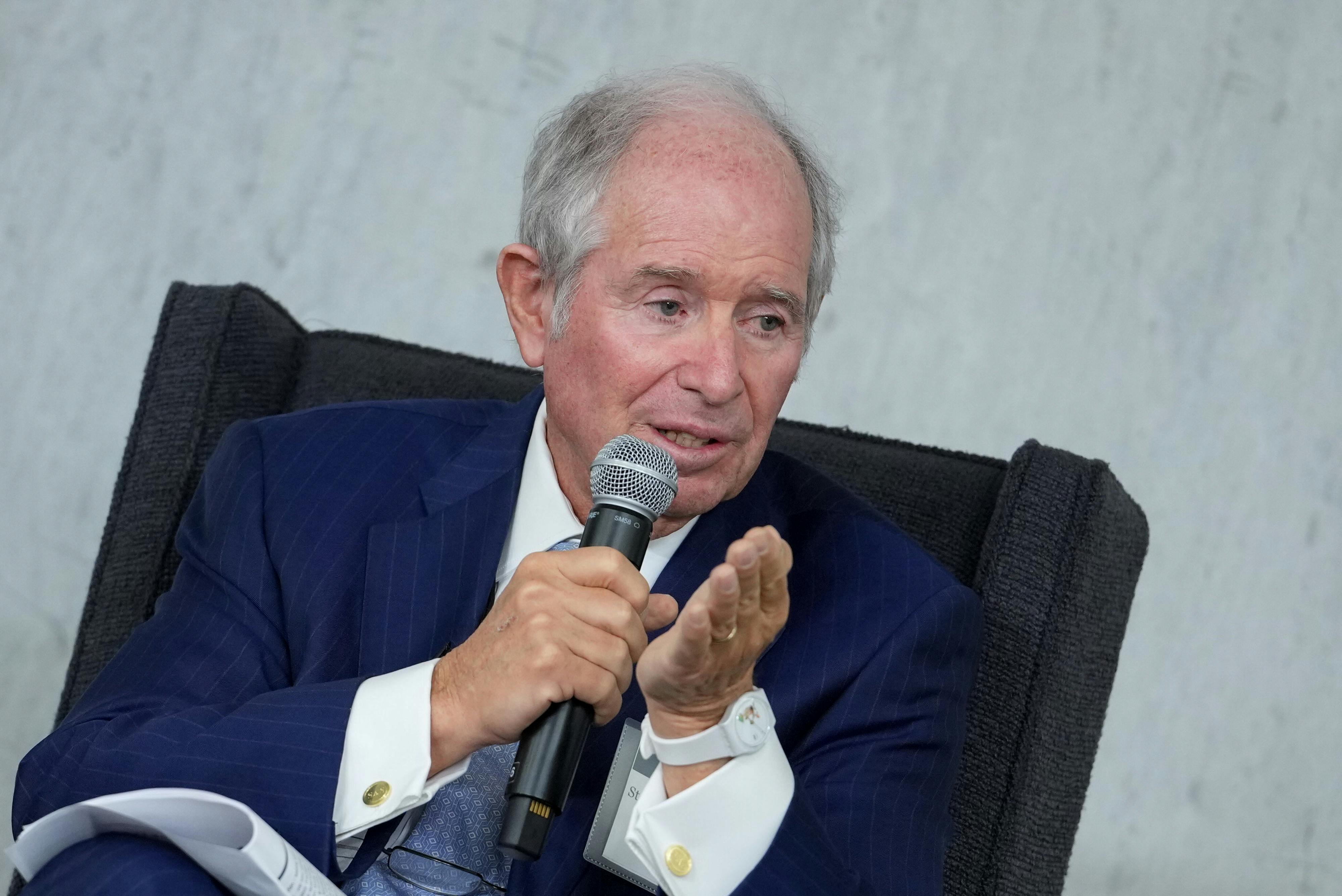 Stephen Schwarzman, billionaire and chief executive officer of Blackstone Group speaks during the Federal Reserve Board Community Bank Conference in Washington, D.C.