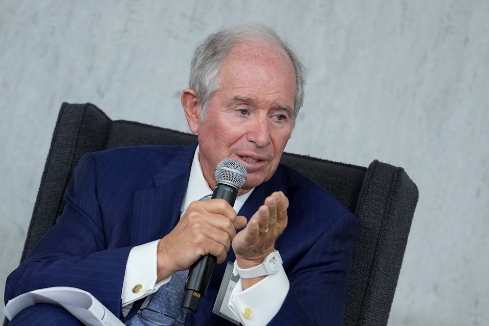 Stephen Schwarzman, billionaire and chief executive officer of Blackstone Group speaks during the Federal Reserve Board Community Bank Conference in Washington, D.C.
