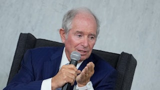 Stephen Schwarzman, billionaire and chief executive officer of Blackstone Group speaks during the Federal Reserve Board Community Bank Conference in Washington, D.C.