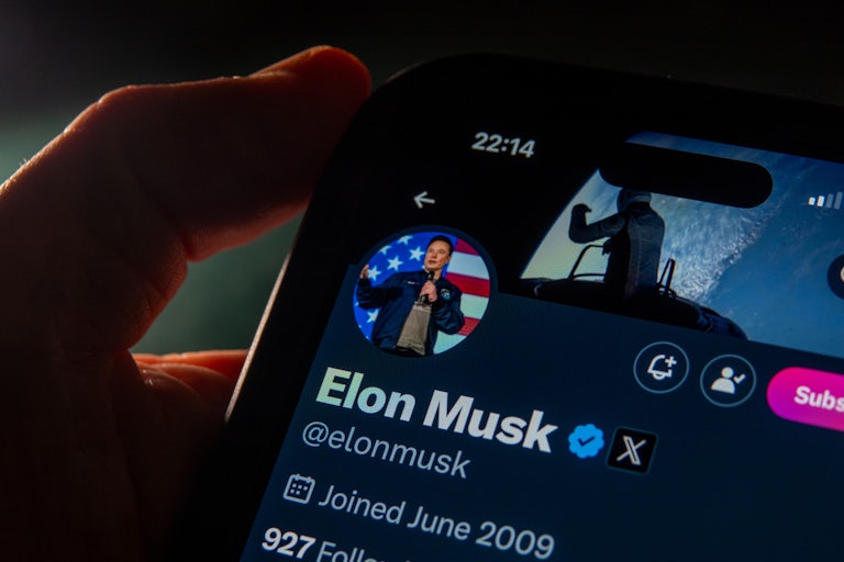 Elon Musk X account on a phone