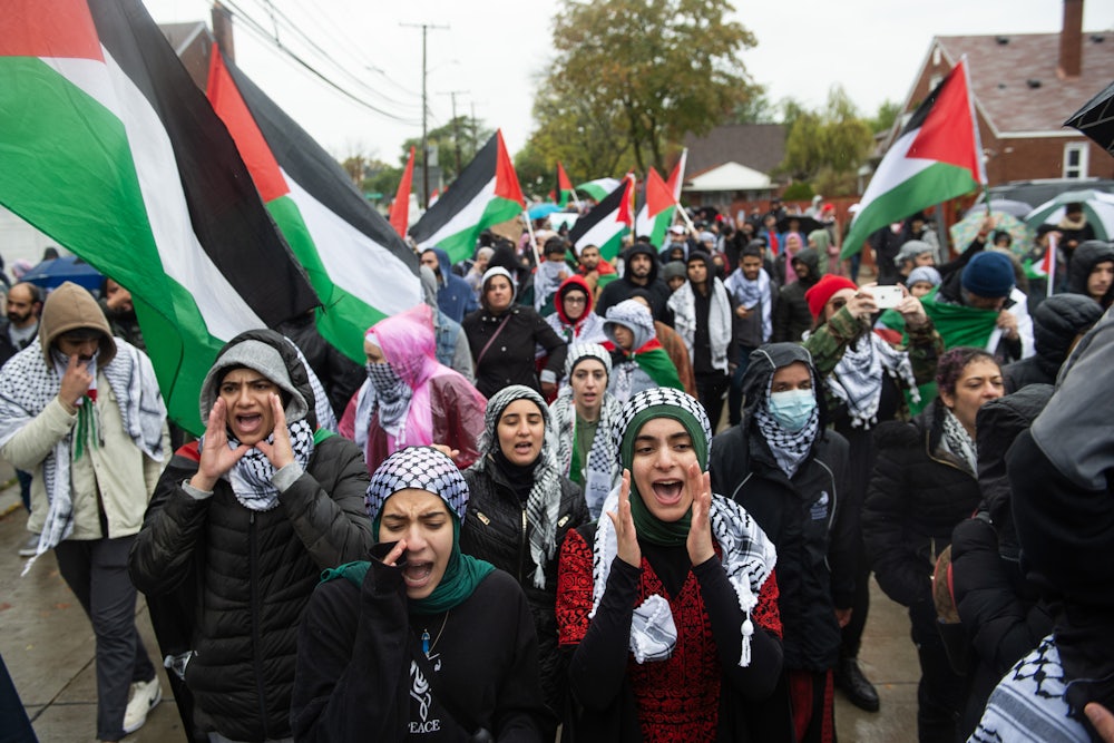 A march in support of Palestinians in Dearborn, Michigan