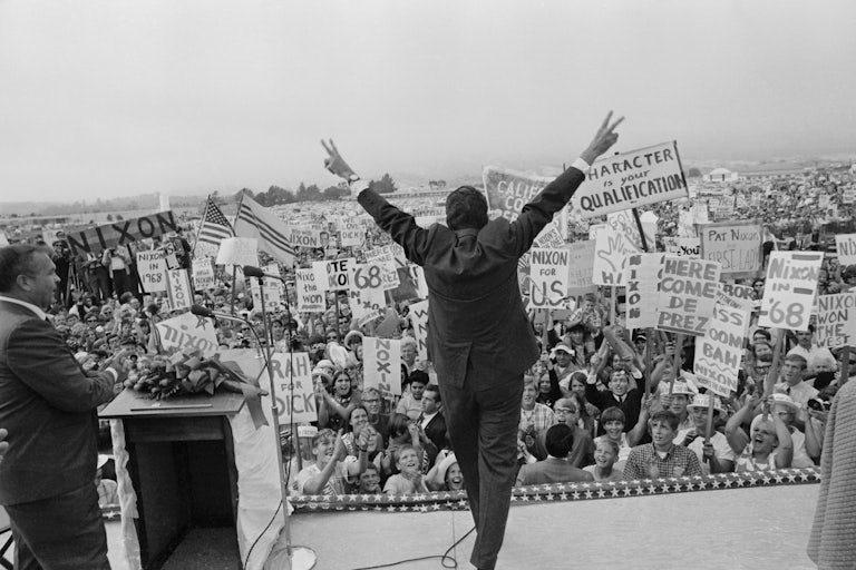 Richard Nixon at a rally