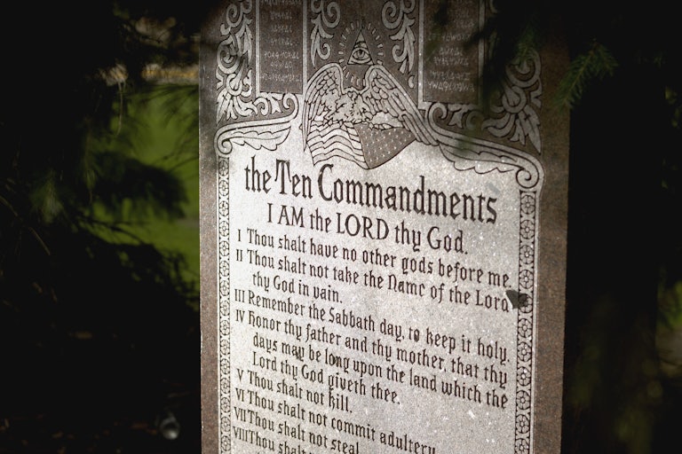 A monument of the Ten Commandments