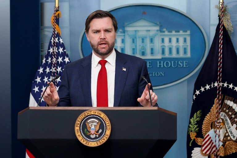JD Vance in the White House briefing room