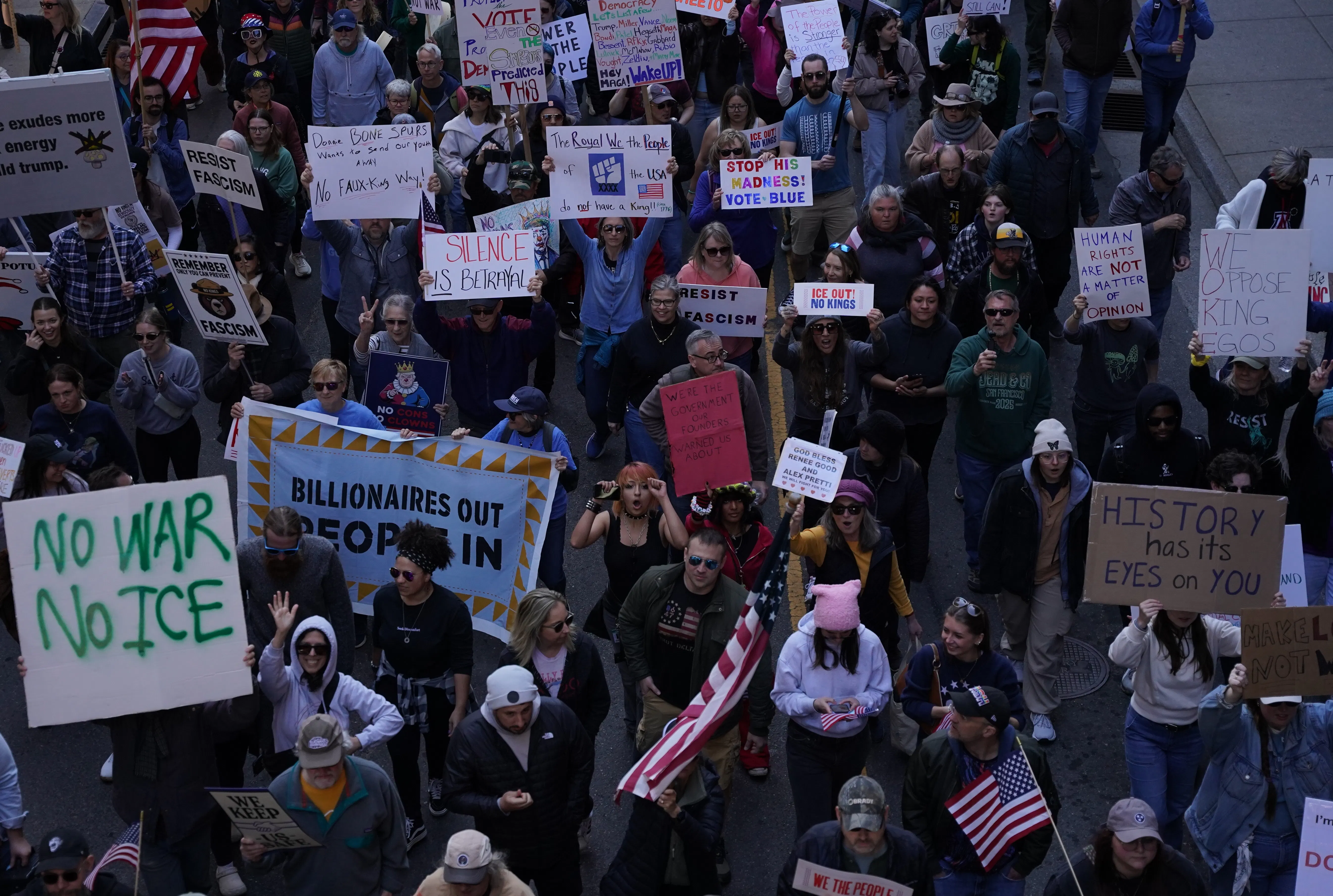 People protest against Donald Trump’s administration in Nashville, Tennessee