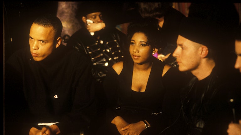 An archival photo of Shara Nelson, center, with Massive Attack’s Andrew “Mushroom” Vowles (left) and Robert “3D” Del Naja.