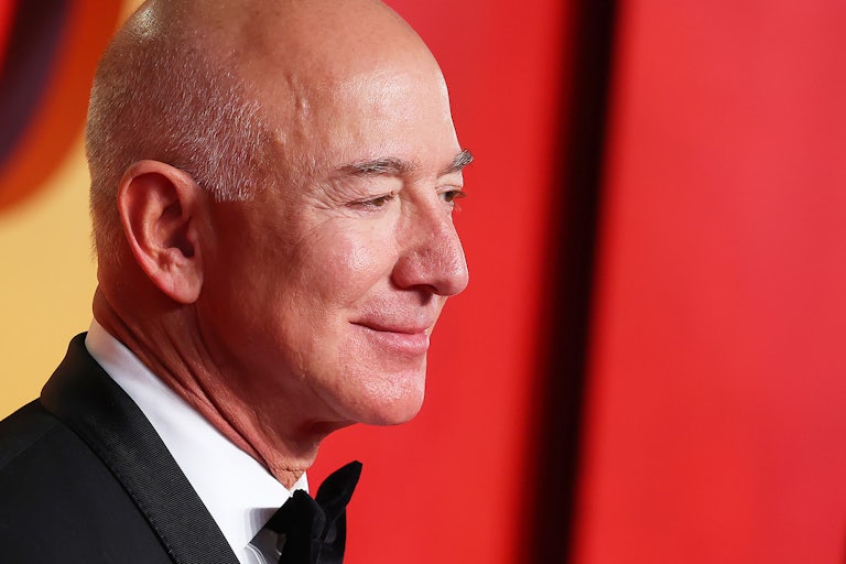 Jeff Bezos is seen in profile