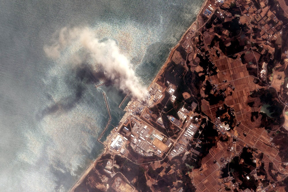 A satellite view of the Fukushima Daiichi nuclear power plant after a tsunami hit the facility in March 2011