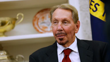 Larry Ellison sits in the Oval Office