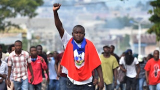 Demonstrators in Port-au-Prince in 2018