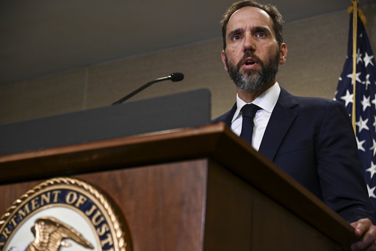 Jack Smith speaks at a podium