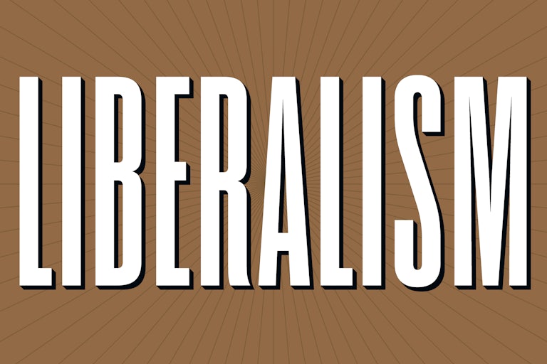 The word "Liberalism" in large compressed letters.
