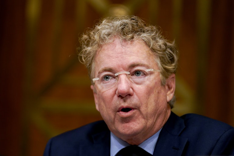 Senator Rand Paul speaks during a Senate hearing