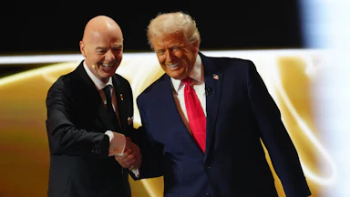 FIFA President Gianni Infantino shakes hands with U.S. President Donald Trump