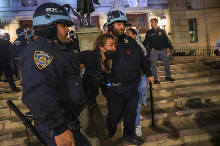 New York police arrest a student protester at Columbia University
