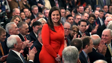 Elise Stefanik is applauded by her colleagues in Congress.