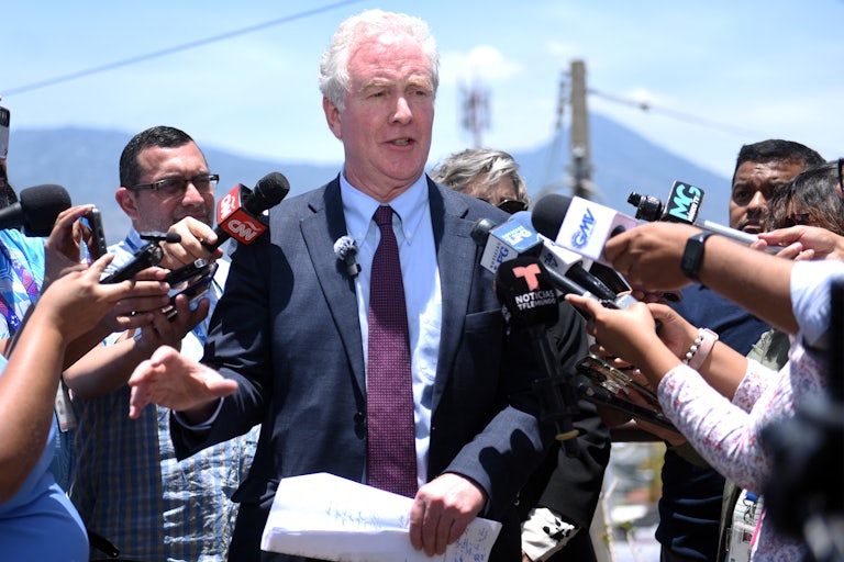 Senator Chris Van Hollen speaks to reporters on his visit to El Salvador to try to return wrongly deported immigrant Kilmar Abrego Garcia.