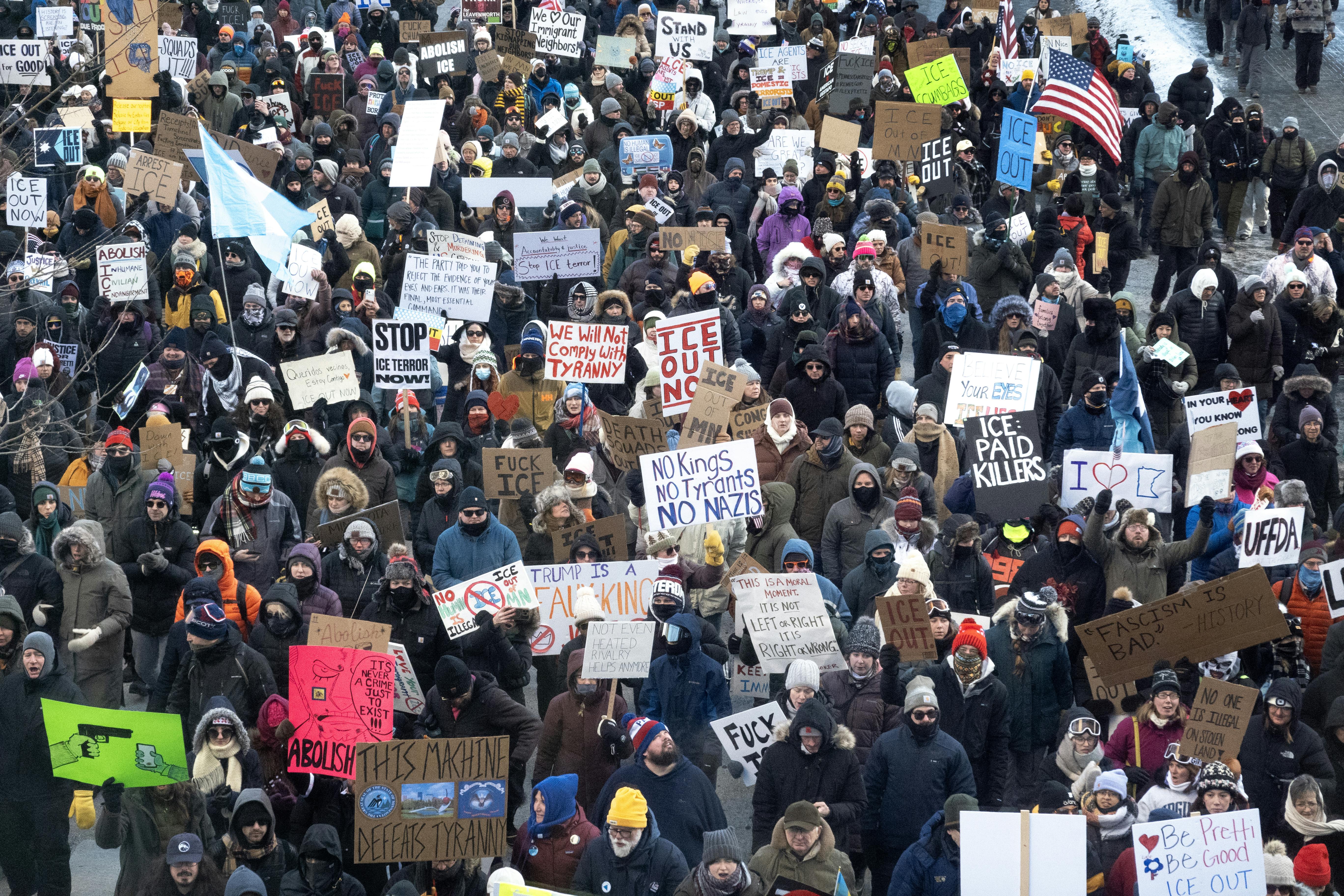 People protest against ICE in Minneapolis, Minnesota