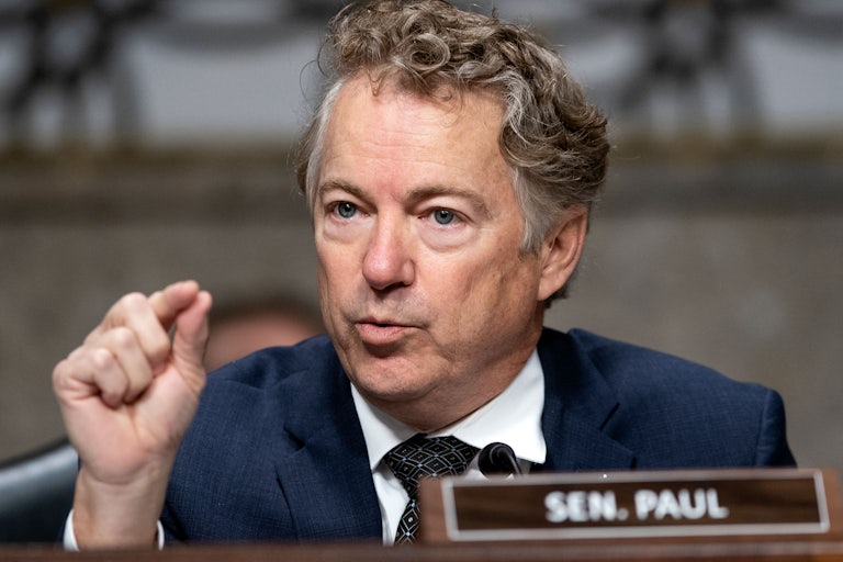 Kentucky Senator Rand Paul speaks in a congressional hearing.